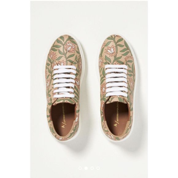 Anthropologie Floral Athletic Shoes - Green and Pink - Picture 2 of 9